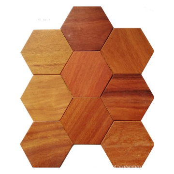 Insect-Proof Burlywood Copper Matte Hexagon 3D Wood Mosaic Tile Panel